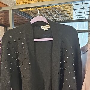 Ava & Viv Black Beaded Cardigan
